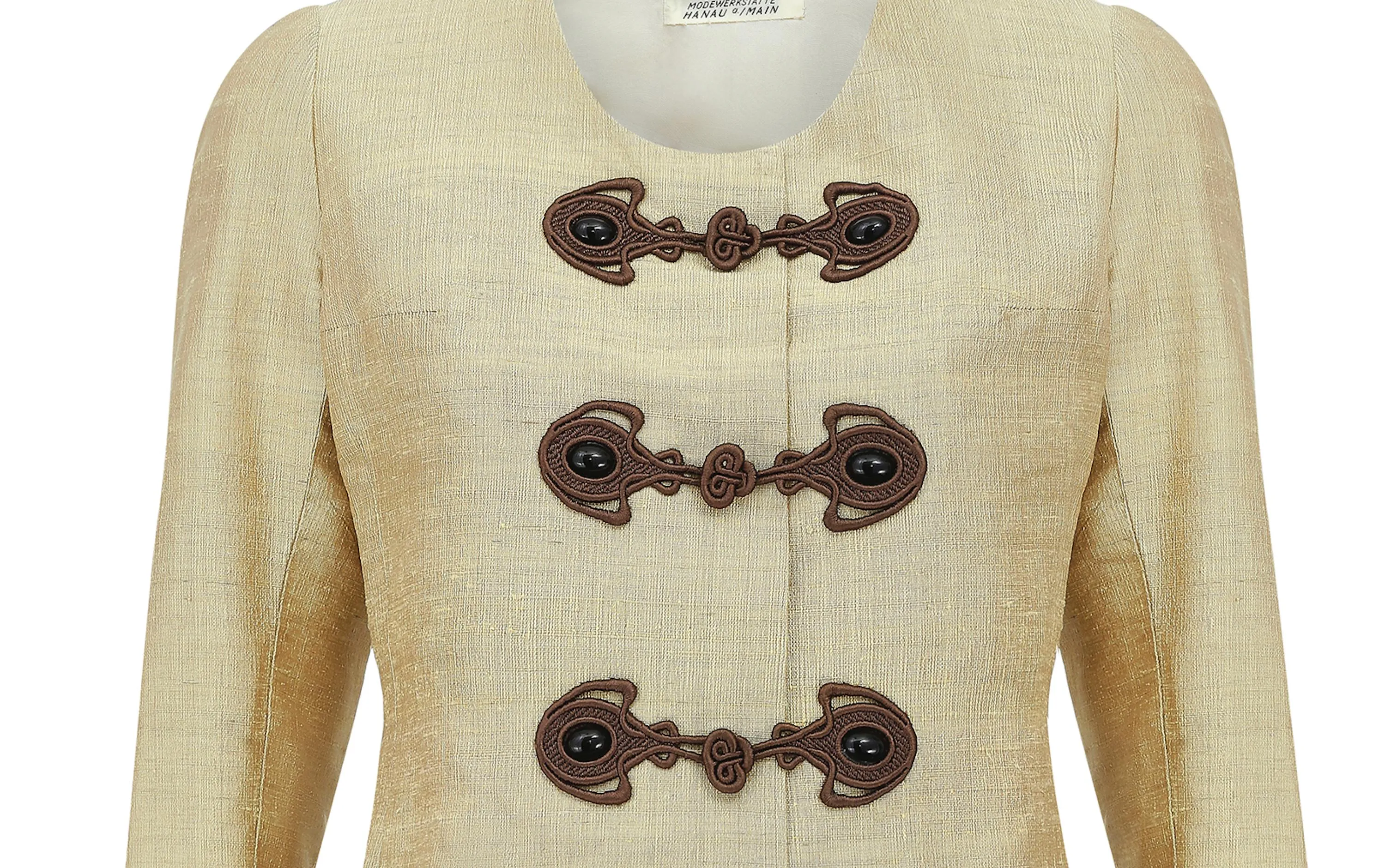 1960s Gold Silk Jacket with Frog Fastenings