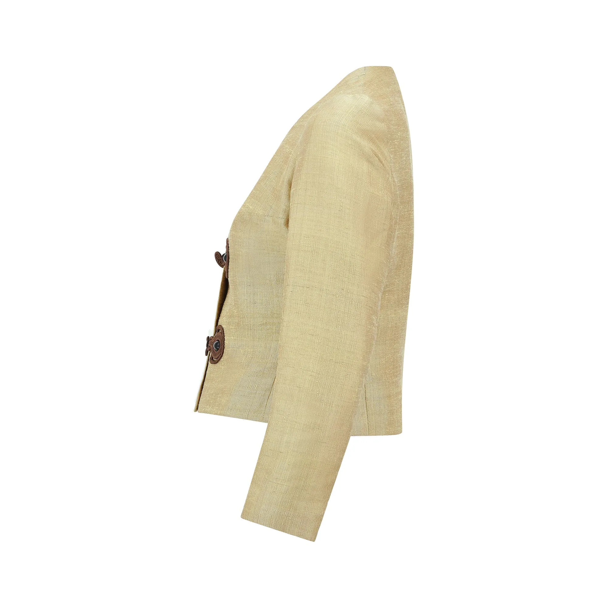 1960s Gold Silk Jacket with Frog Fastenings