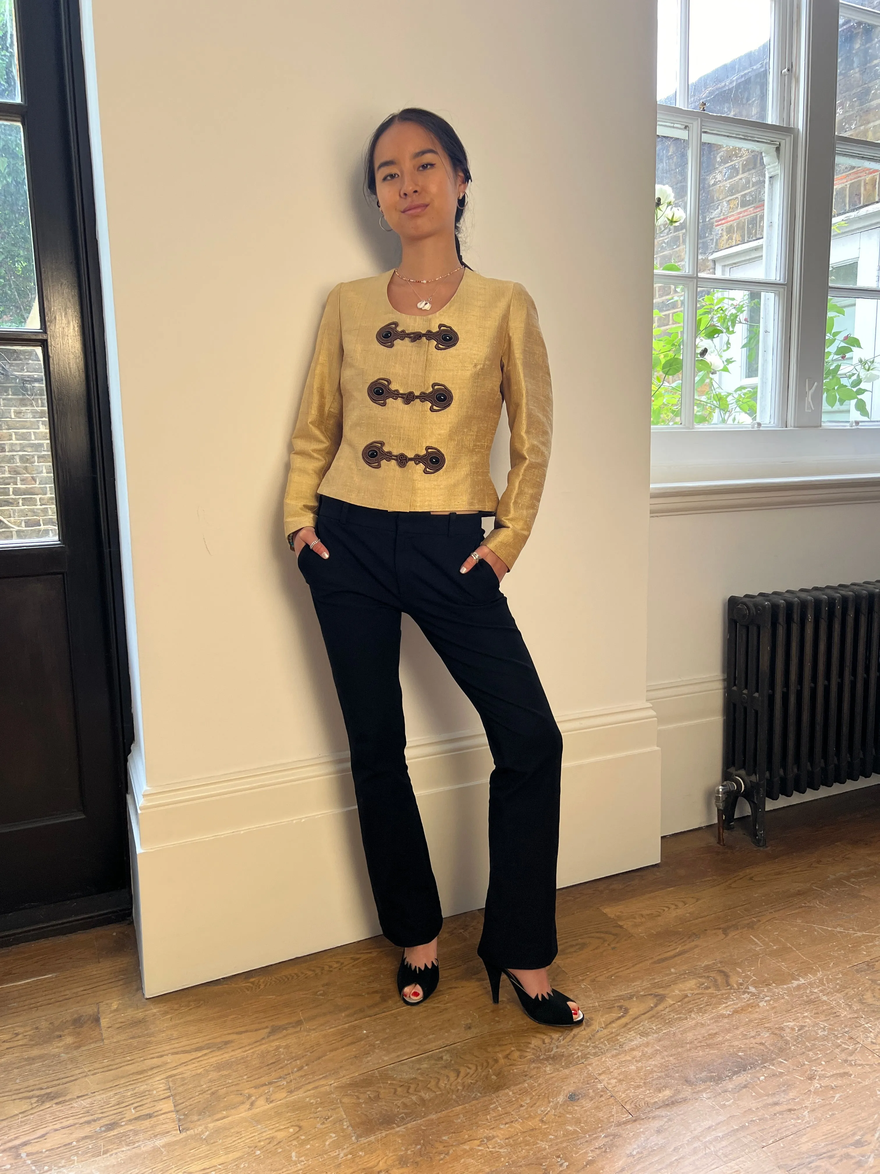 1960s Gold Silk Jacket with Frog Fastenings