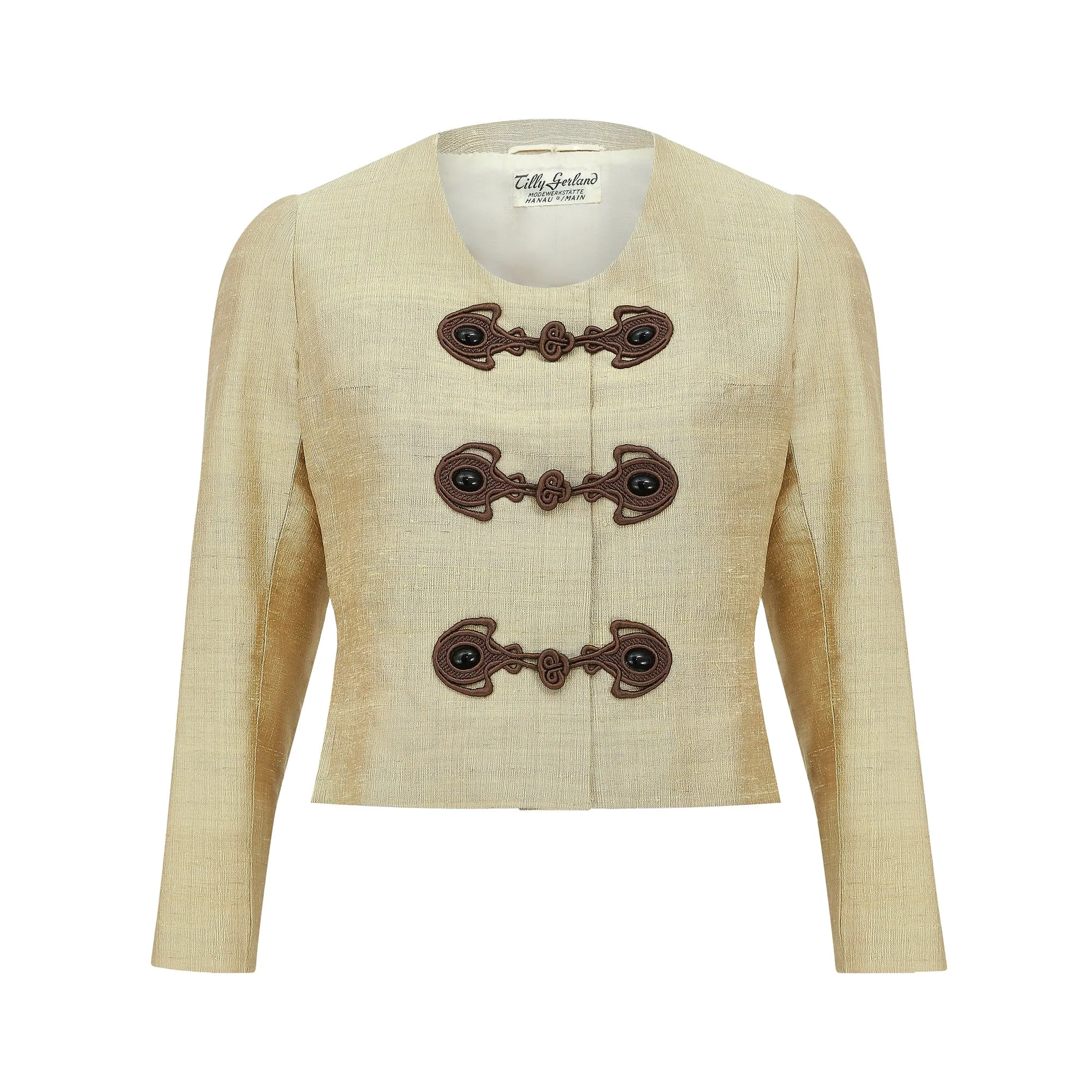 1960s Gold Silk Jacket with Frog Fastenings