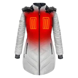 ActionHeat Women's 5V Battery-Heated Insulated Puffer Jacket with Hood for Ladies - Antarctica White - L