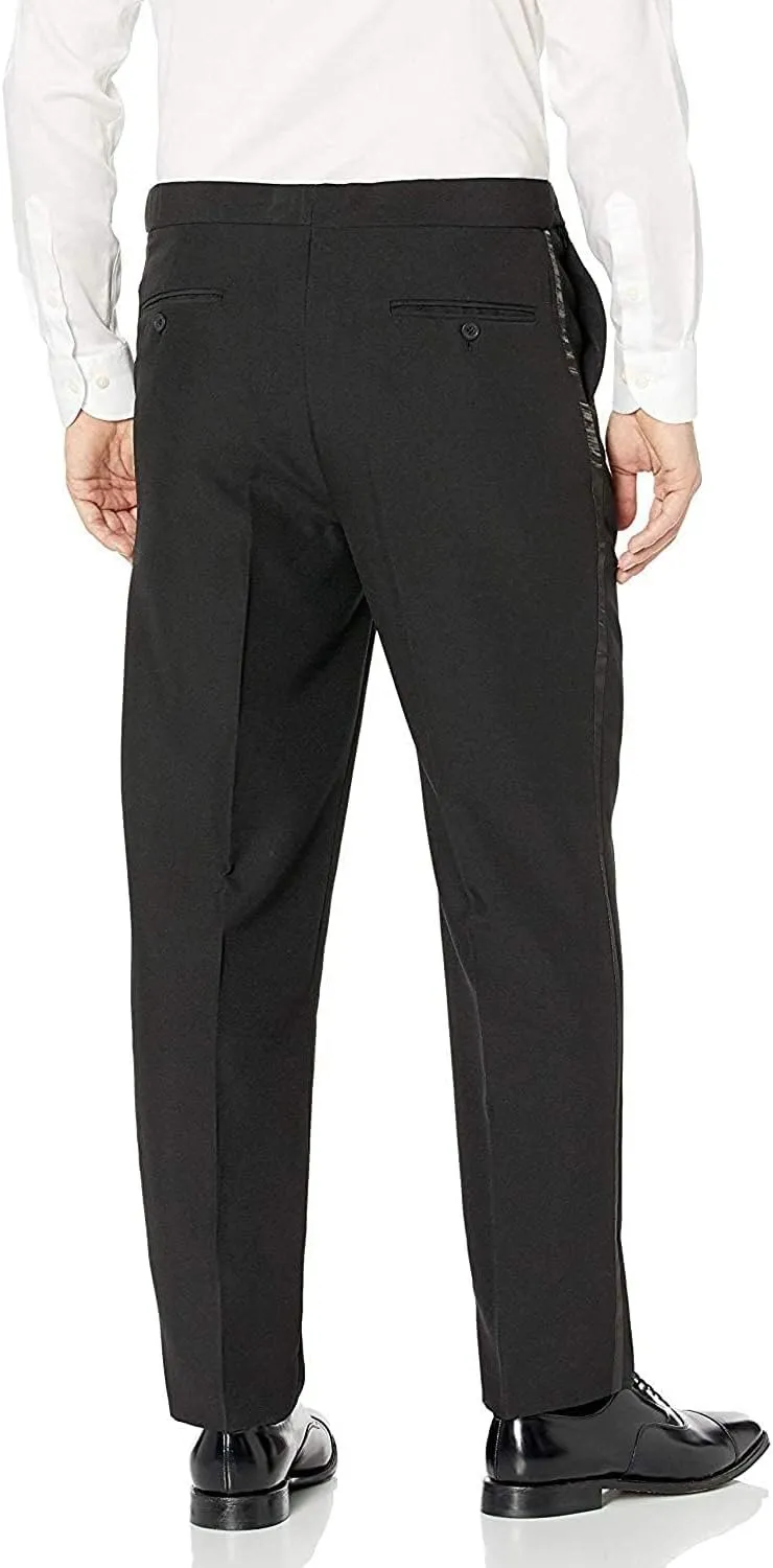 Adam Baker Men's 100% Wool Classic Fit Flat Front Tuxedo Pants