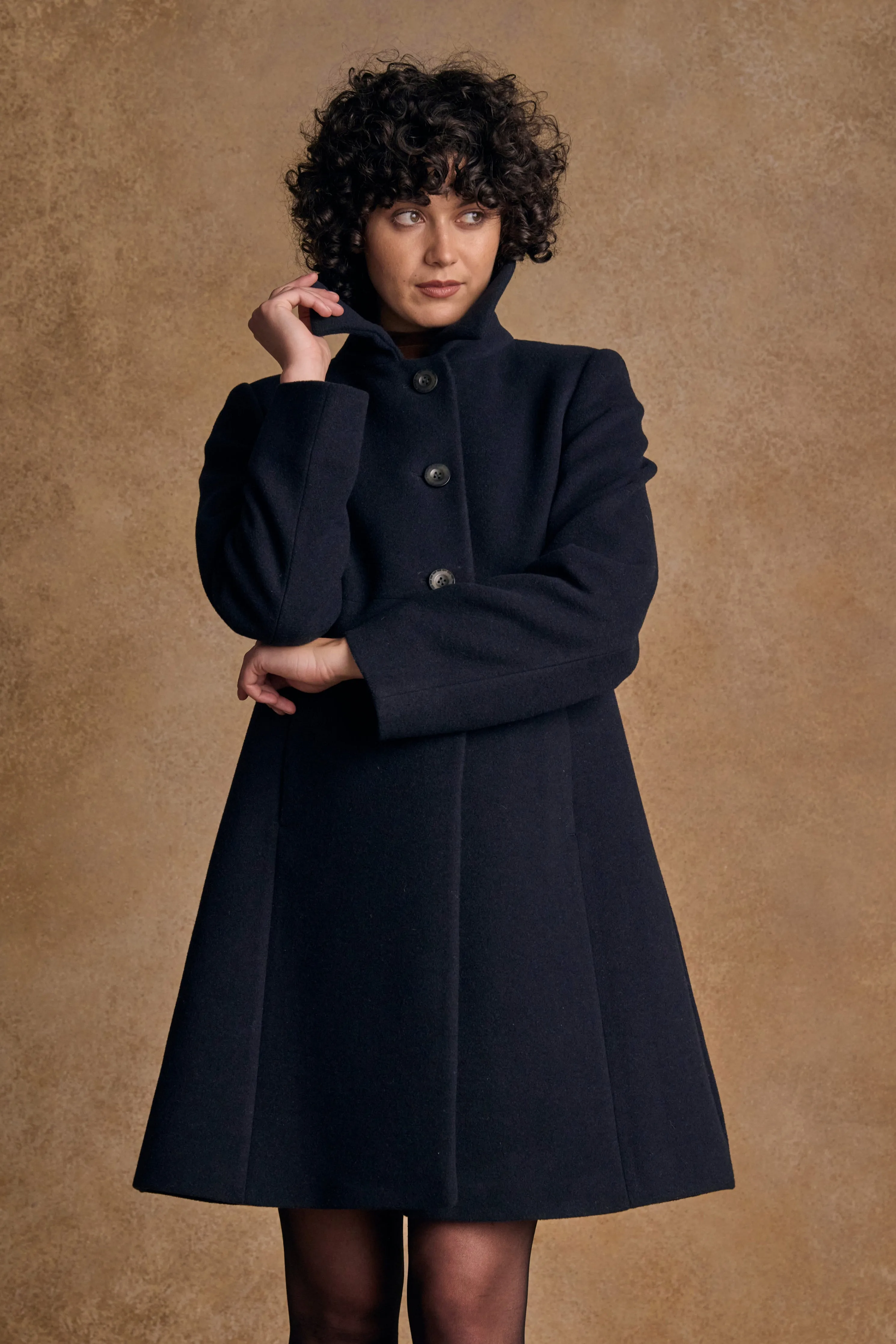 Aimee Tweed Coat - Navy Melton