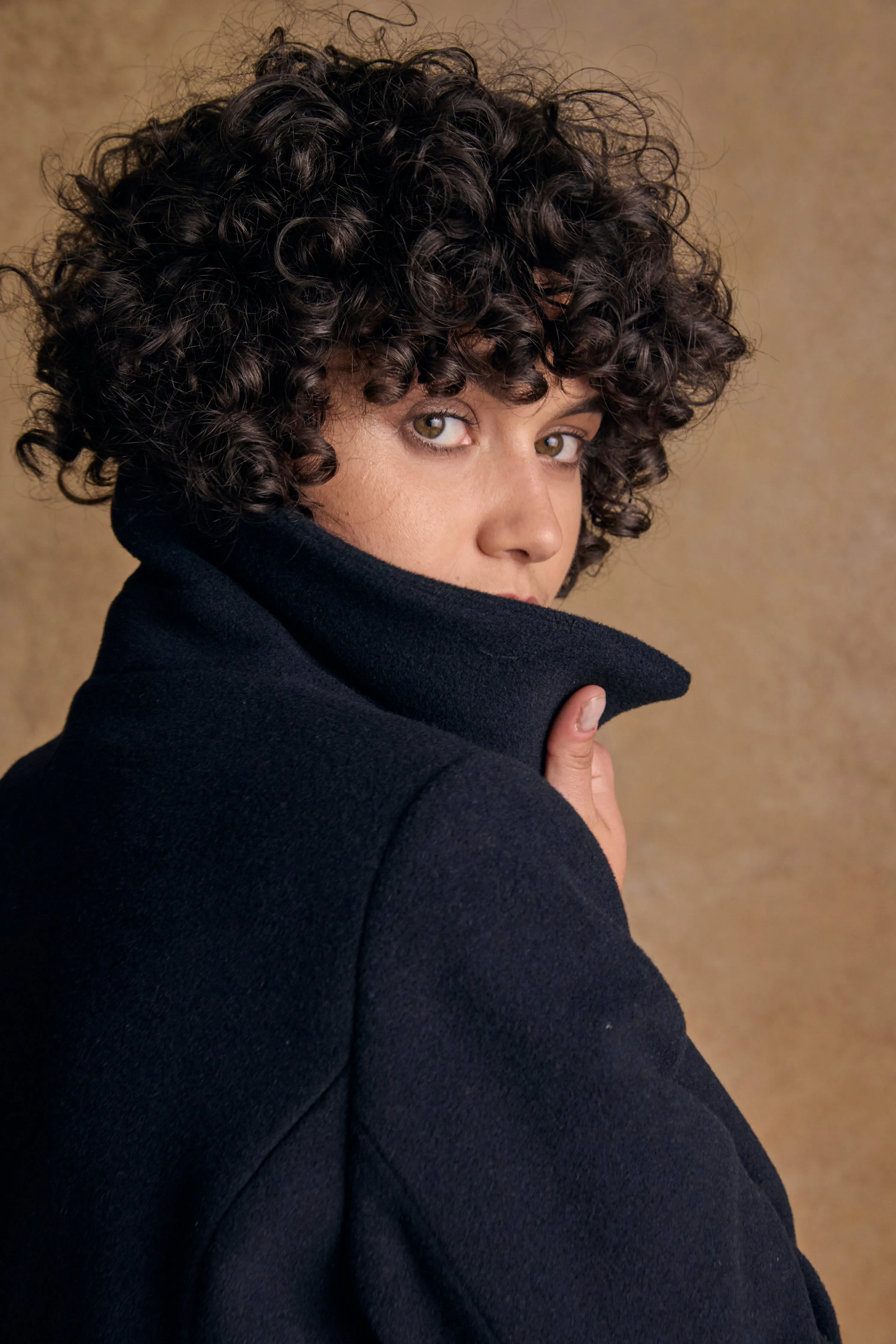Aimee Tweed Coat - Navy Melton