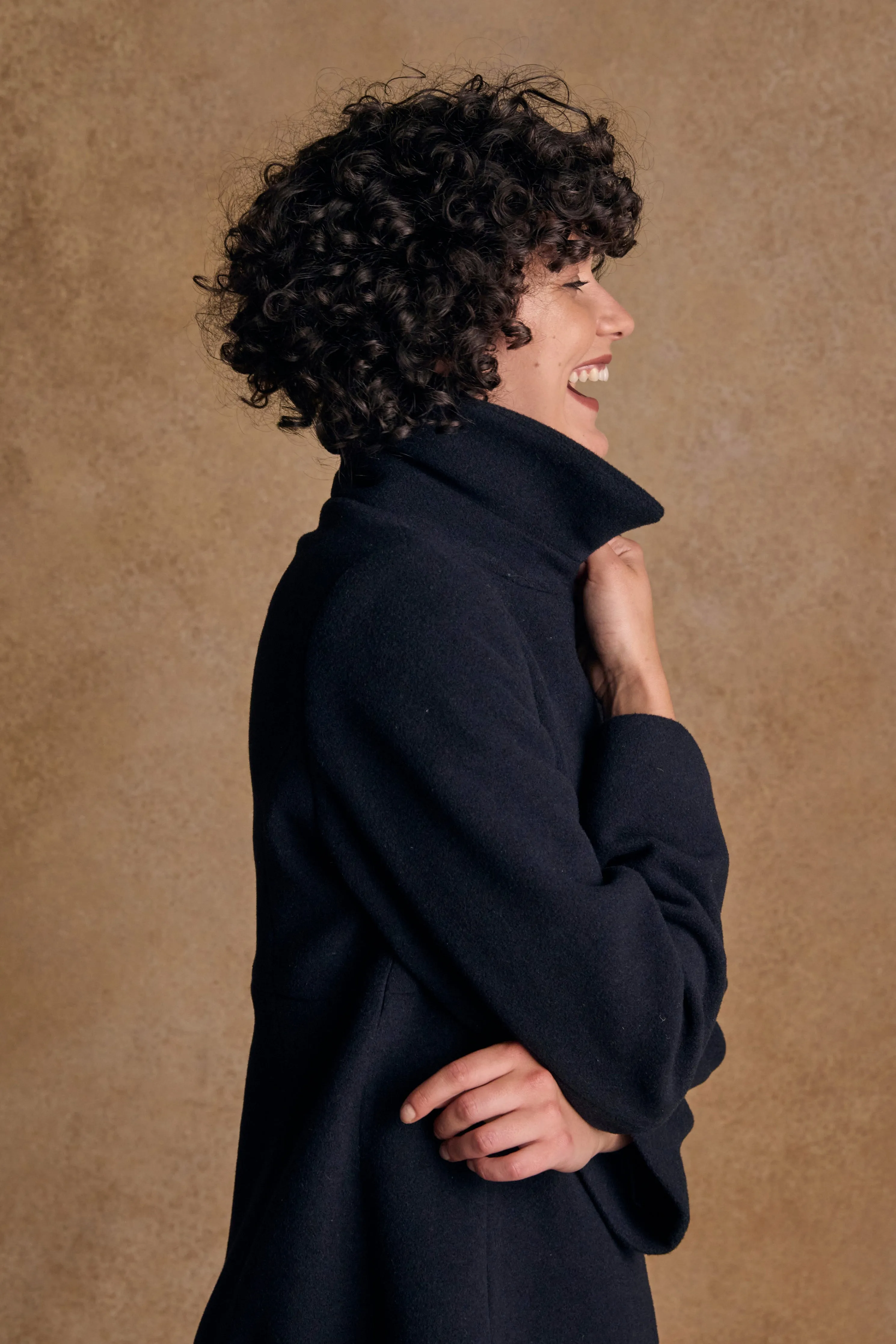 Aimee Tweed Coat - Navy Melton
