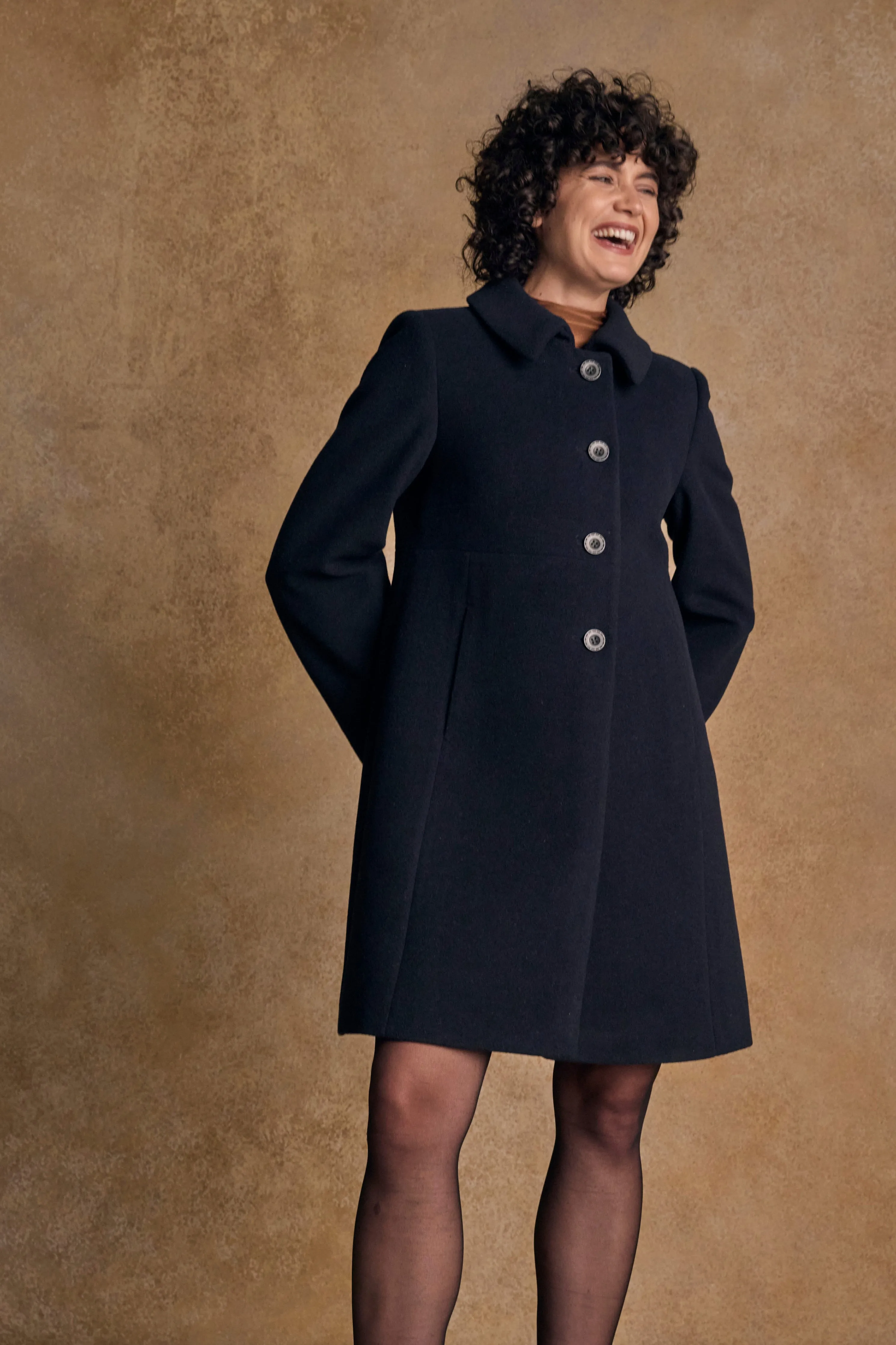 Aimee Tweed Coat - Navy Melton