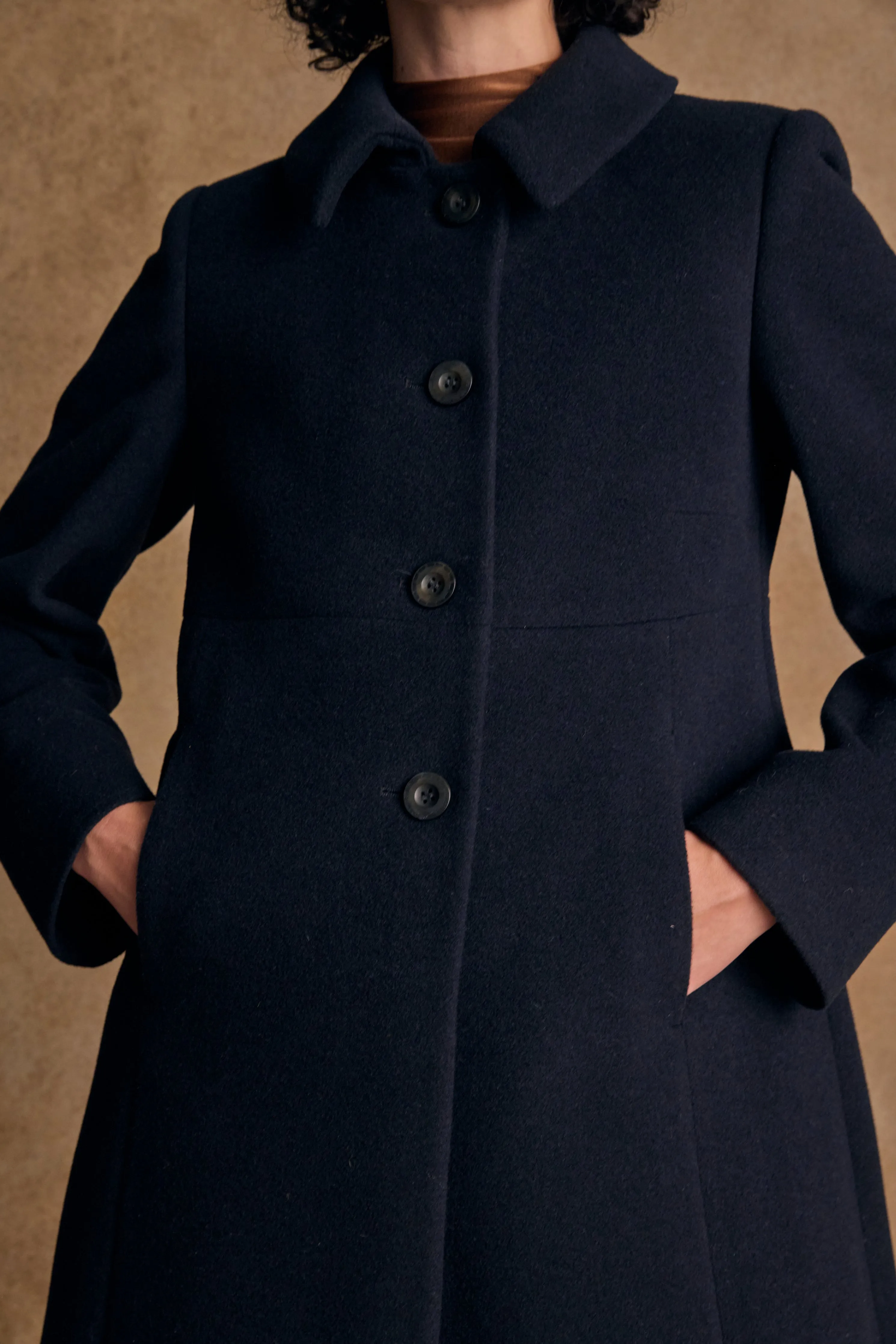 Aimee Tweed Coat - Navy Melton
