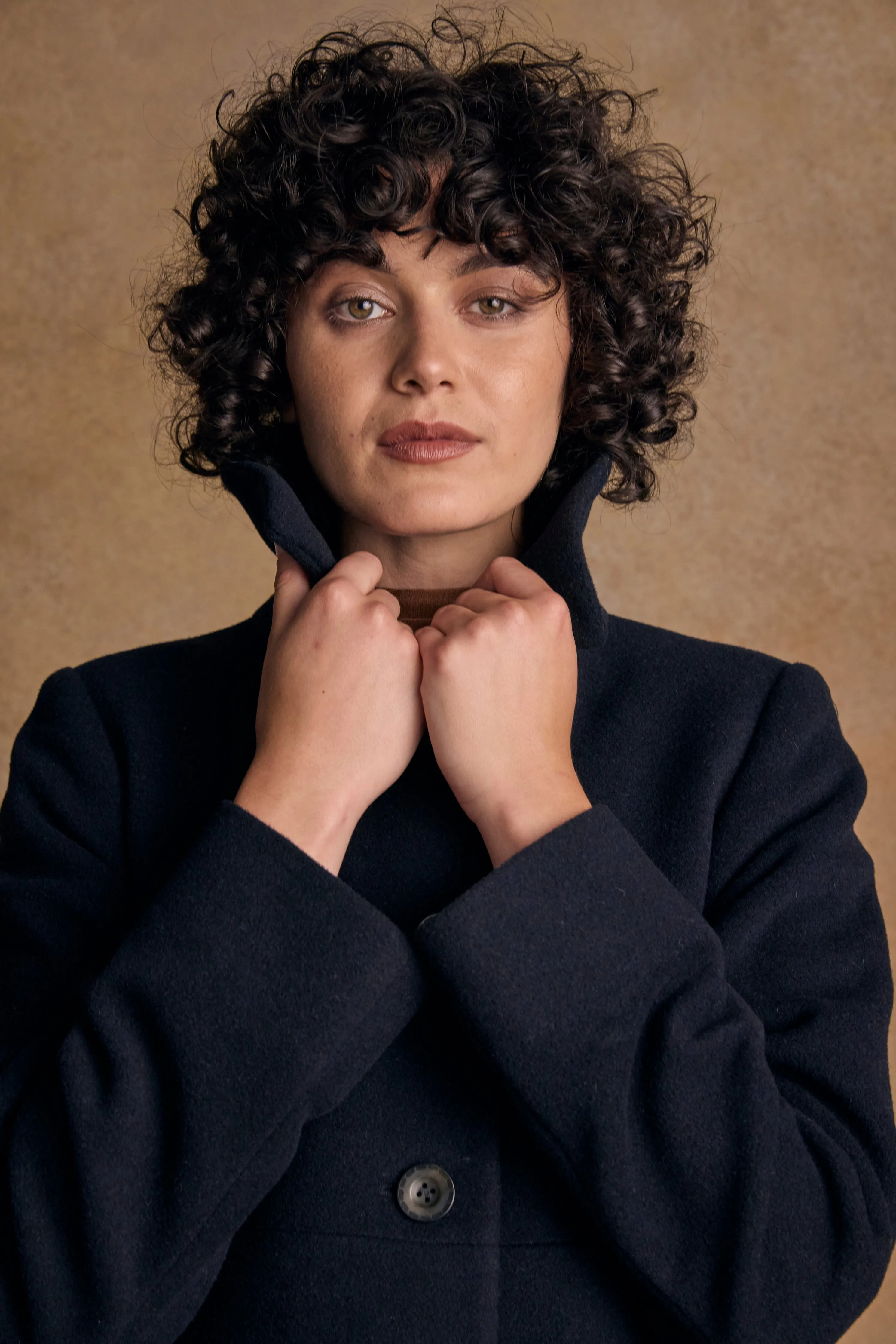 Aimee Tweed Coat - Navy Melton