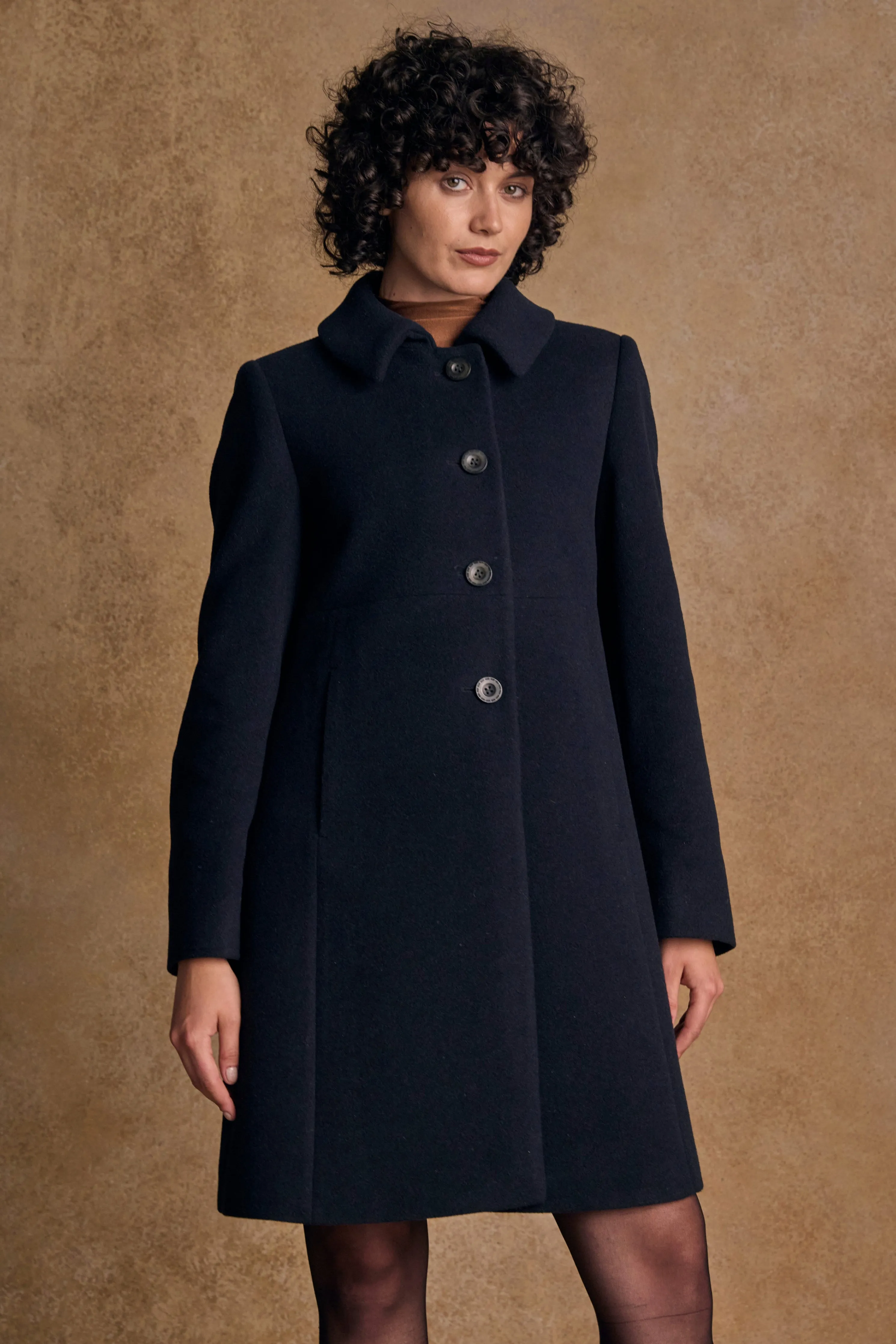 Aimee Tweed Coat - Navy Melton
