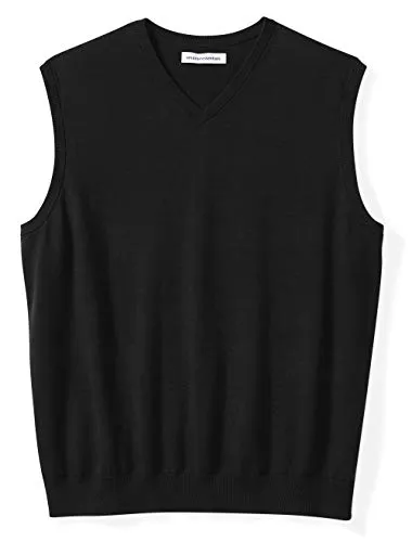 Amazon Essentials Men's Big & Tall V-Neck Sweater Vest fit by DXL, Black, 2X