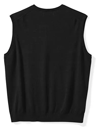 Amazon Essentials Men's Big & Tall V-Neck Sweater Vest fit by DXL, Black, 2X