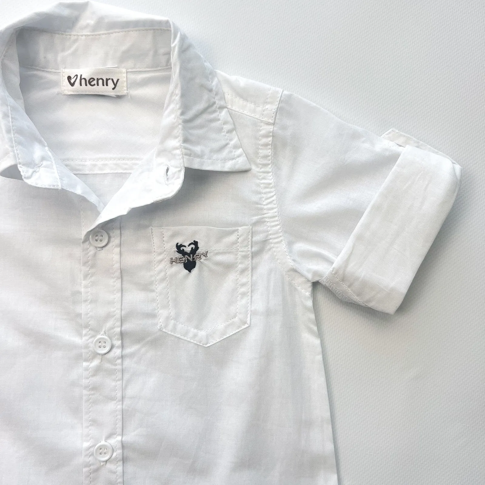 Baby Boys Dress Shirt Romper - White