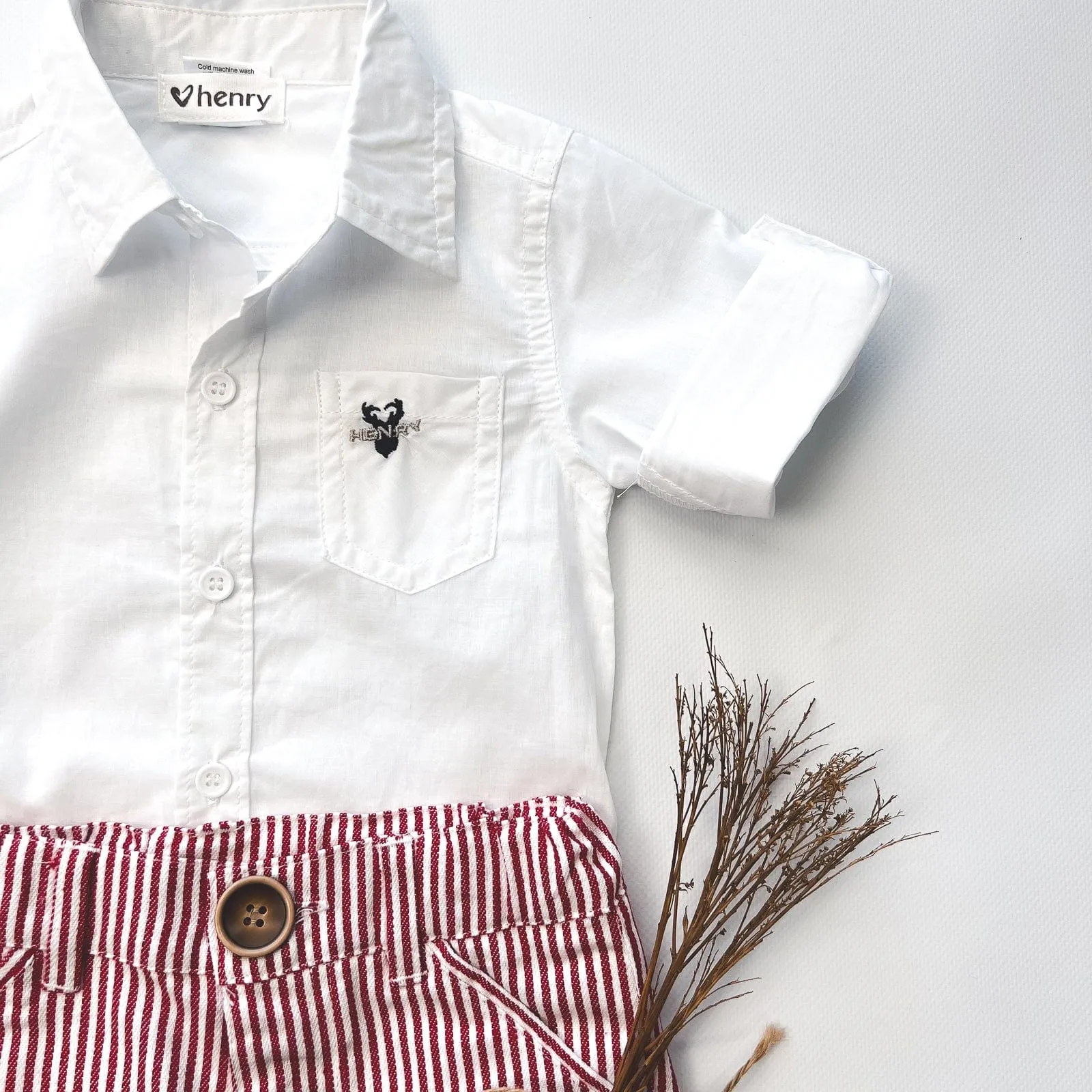 Baby Boys Dress Shirt Romper - White