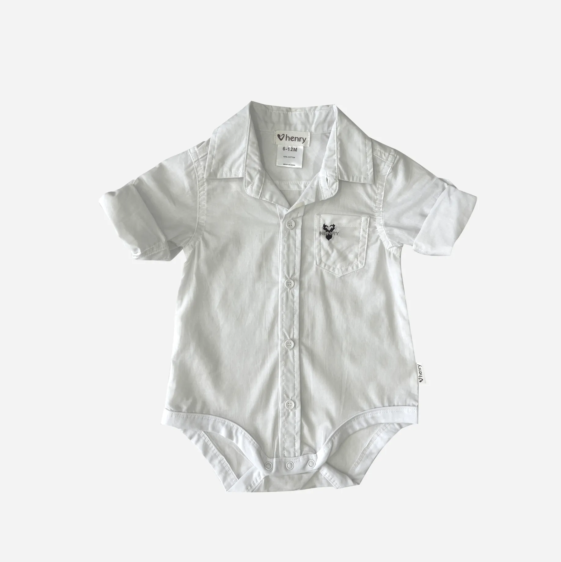 Baby Boys Dress Shirt Romper - White