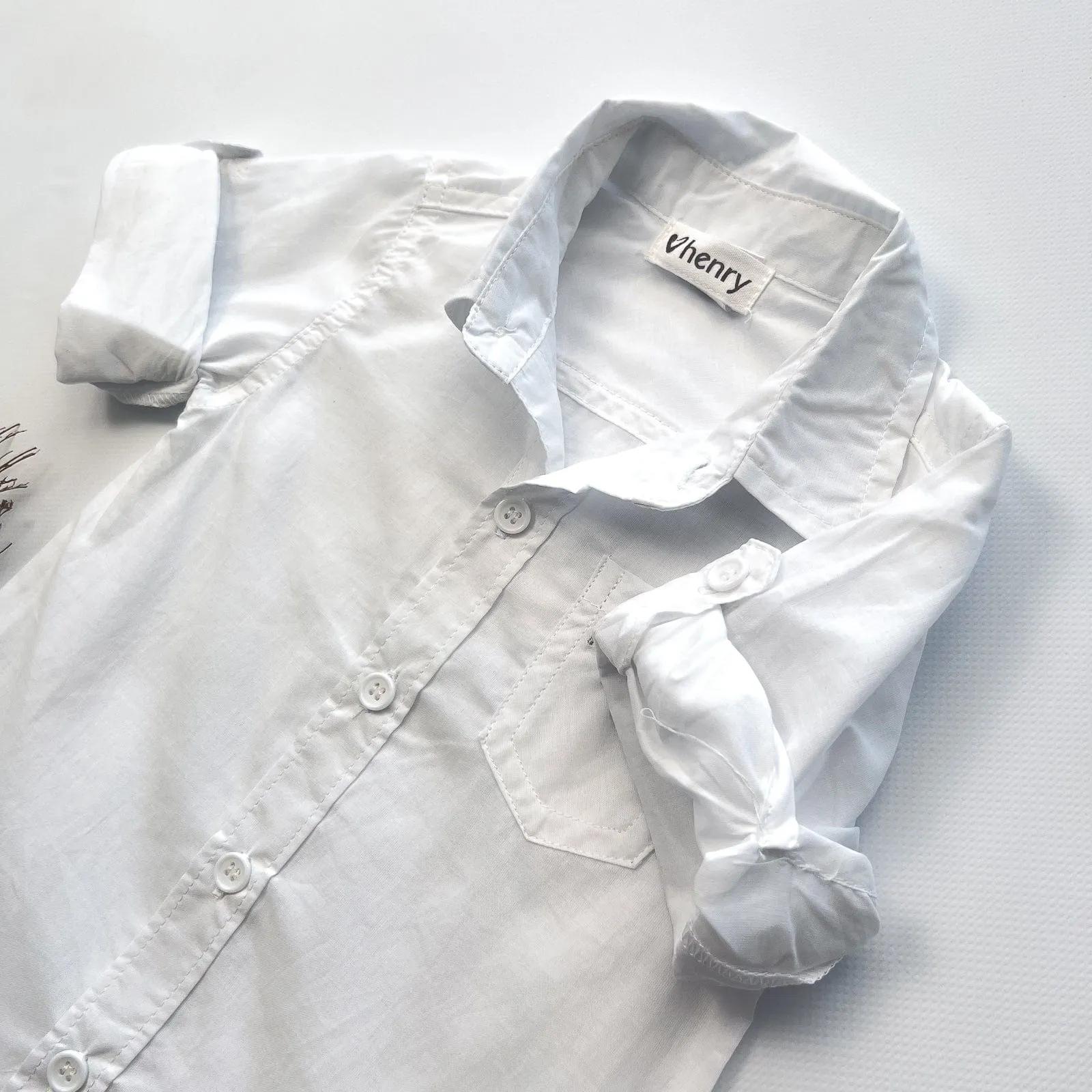 Baby Boys Dress Shirt Romper - White