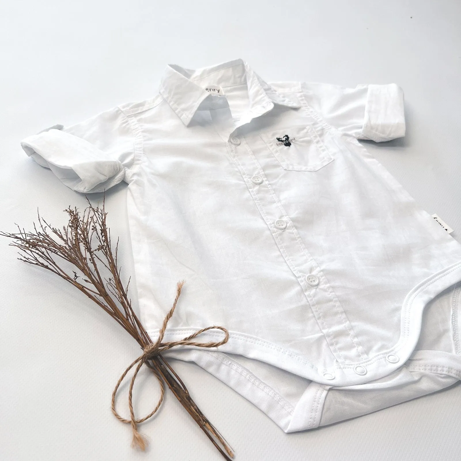 Baby Boys Dress Shirt Romper - White