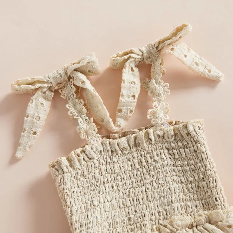 Baby Girl Hollow-Out Sling Bodysuits with Headband Set