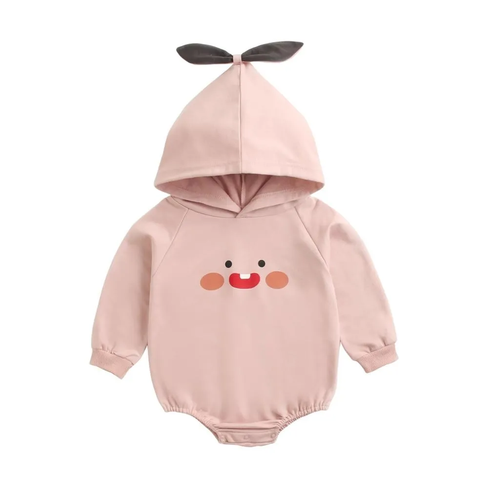 Baby Girls Cartoon Hooded Warm Cotton Bodysuits