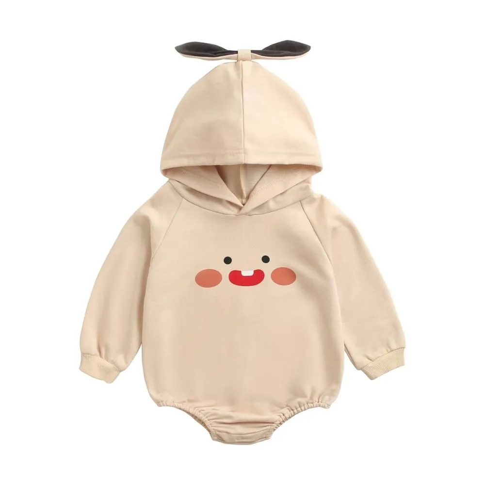 Baby Girls Cartoon Hooded Warm Cotton Bodysuits