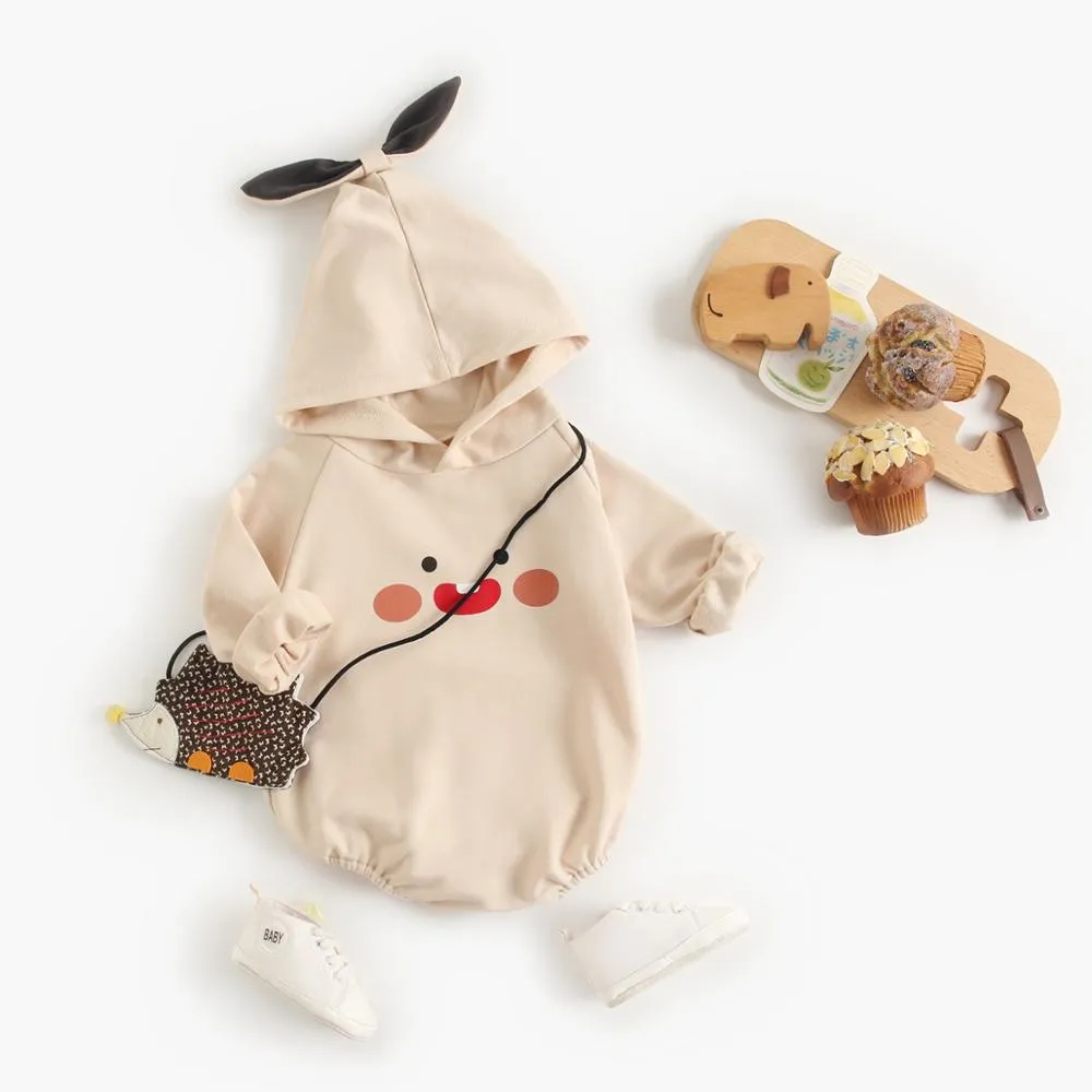 Baby Girls Cartoon Hooded Warm Cotton Bodysuits