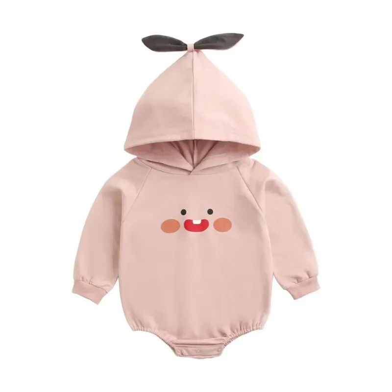 Baby Girls Cartoon Hooded Warm Cotton Bodysuits