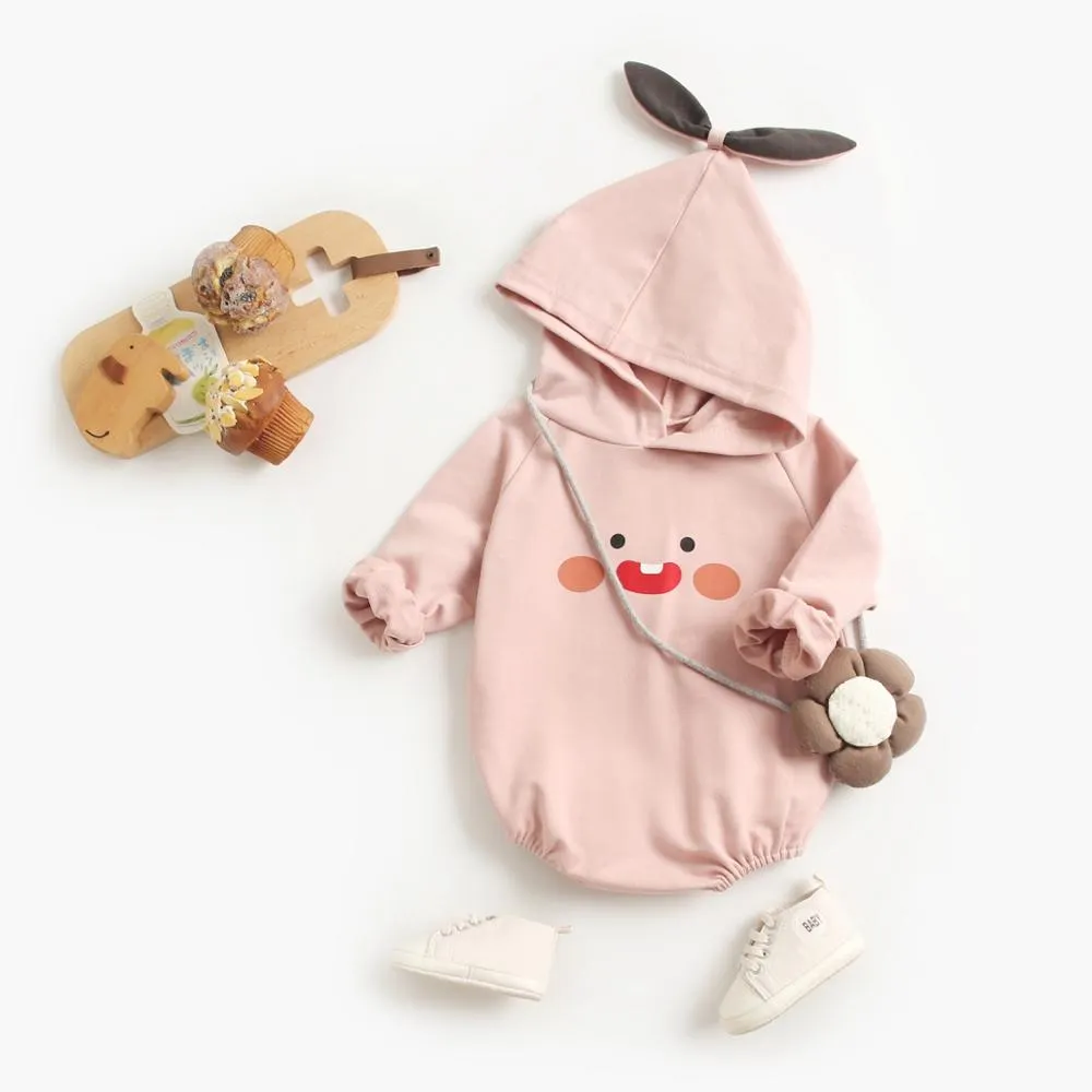Baby Girls Cartoon Hooded Warm Cotton Bodysuits