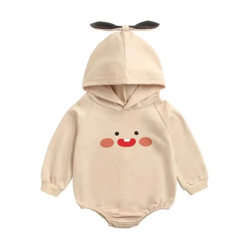Baby Girls Cartoon Hooded Warm Cotton Bodysuits