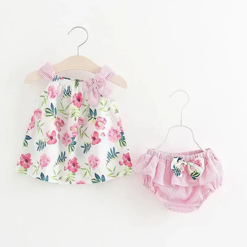 Baby Girls Floral Design Princess Bow Knot Bodysuits