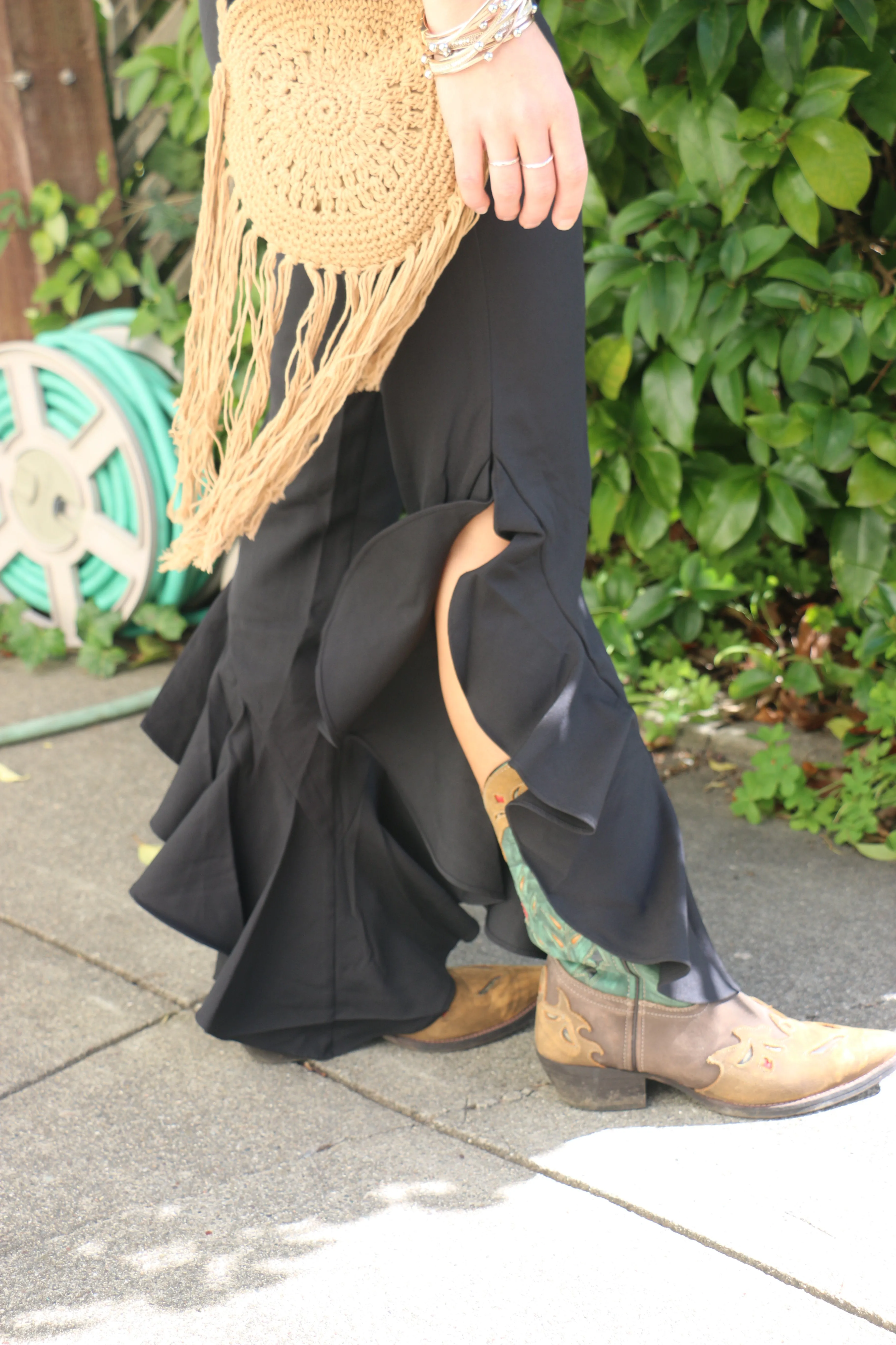 Black Ruby Ruffle Pants