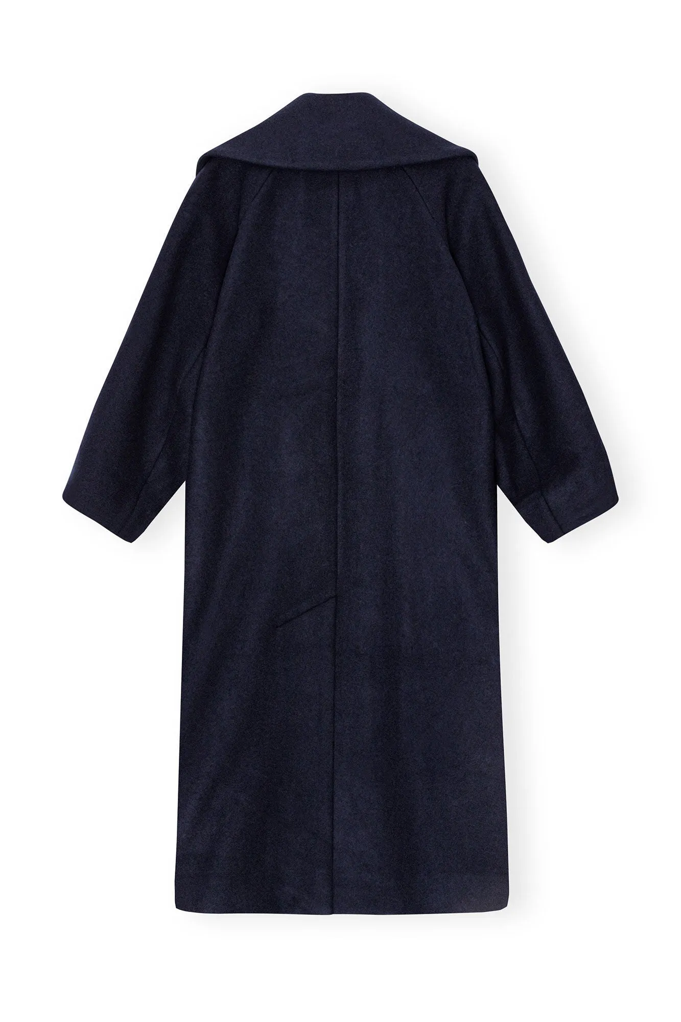 Boiled Wool Large Collar Coat - Sky Captain