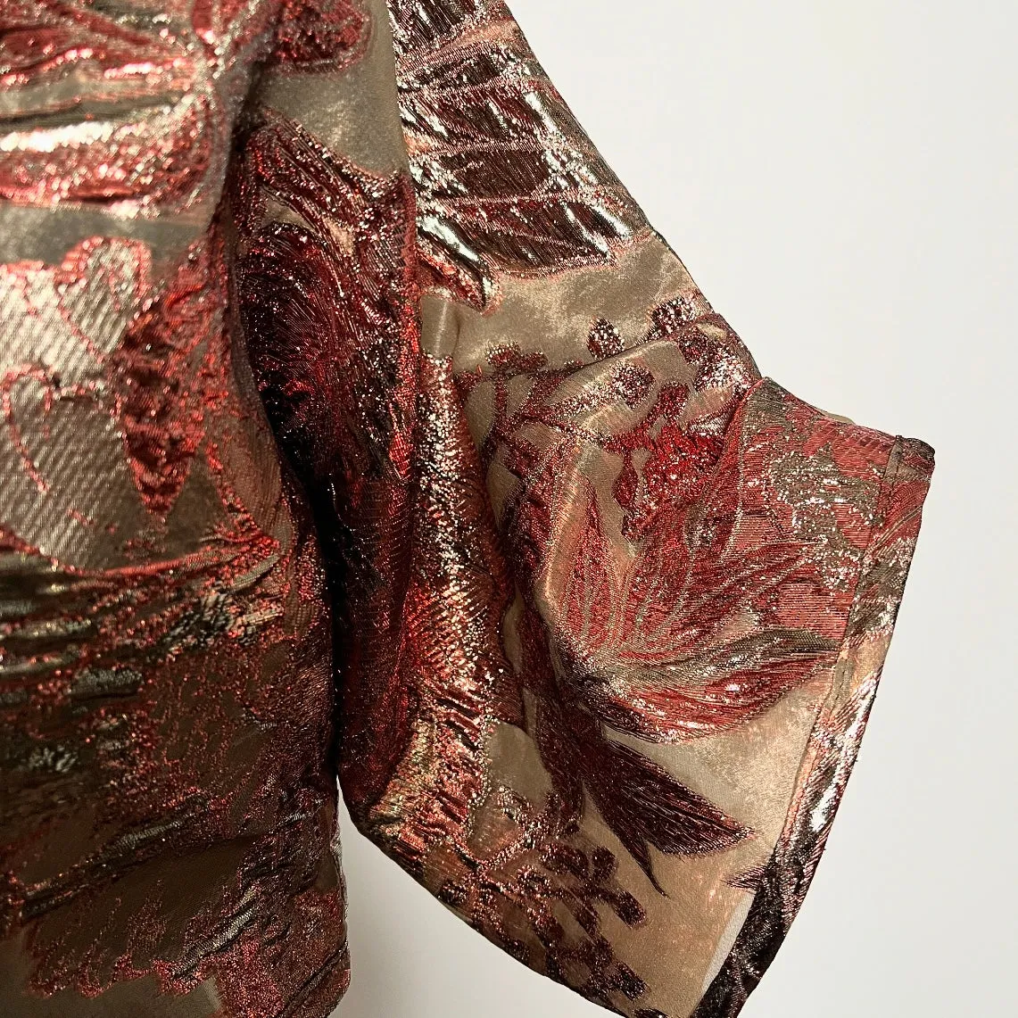 Bolero Jacket - Gold auburn brocade organza - One Of A Kind