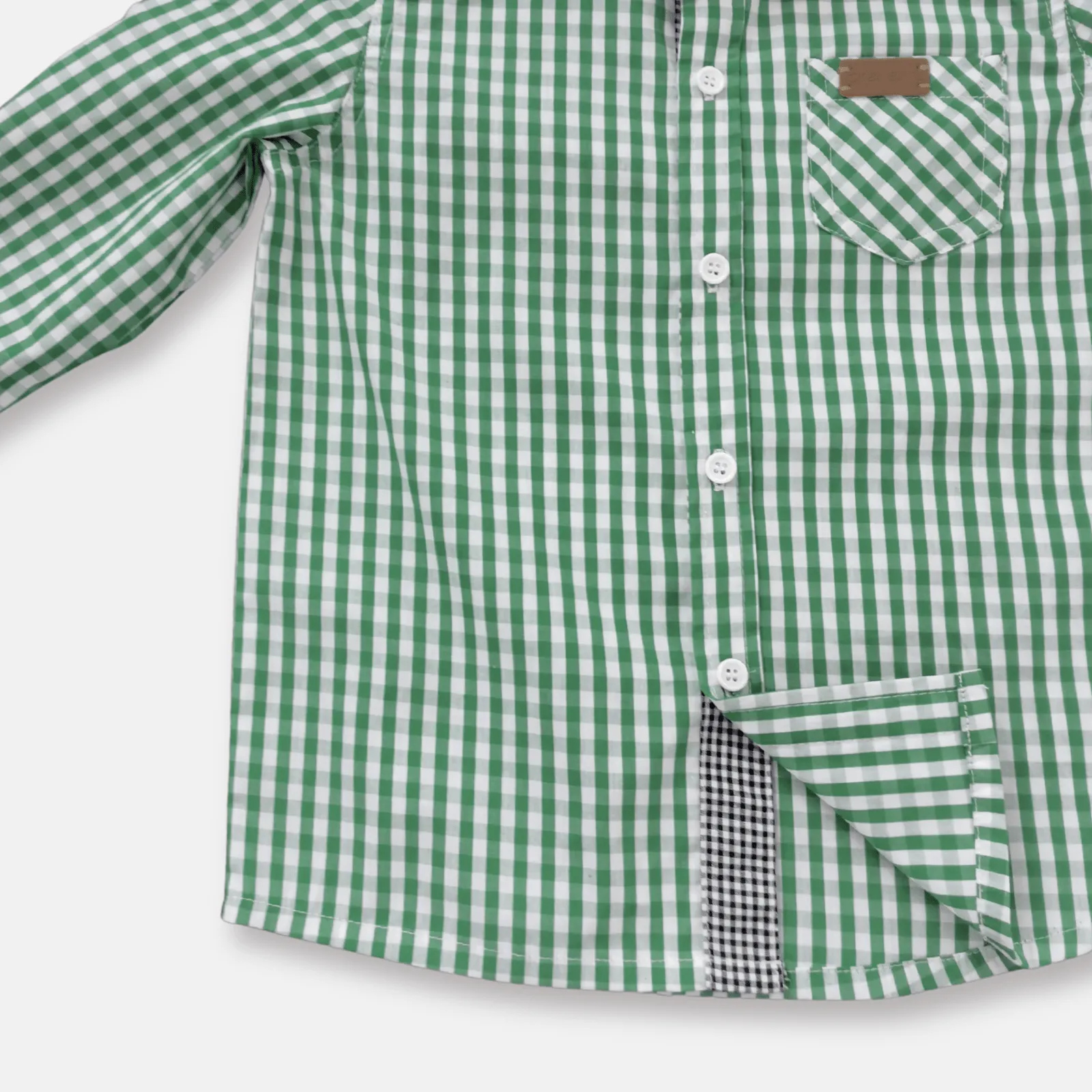 Boys Dress Shirt - Bright Green Check