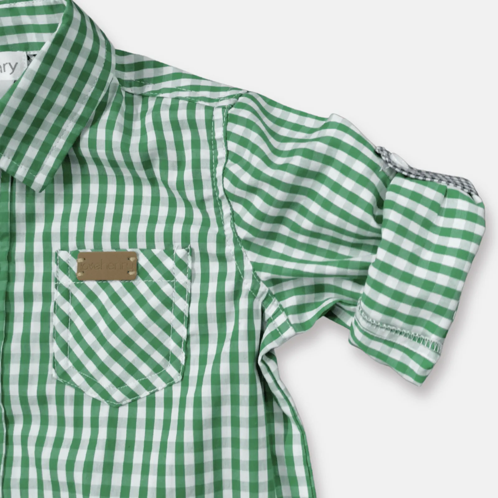 Boys Dress Shirt - Bright Green Check