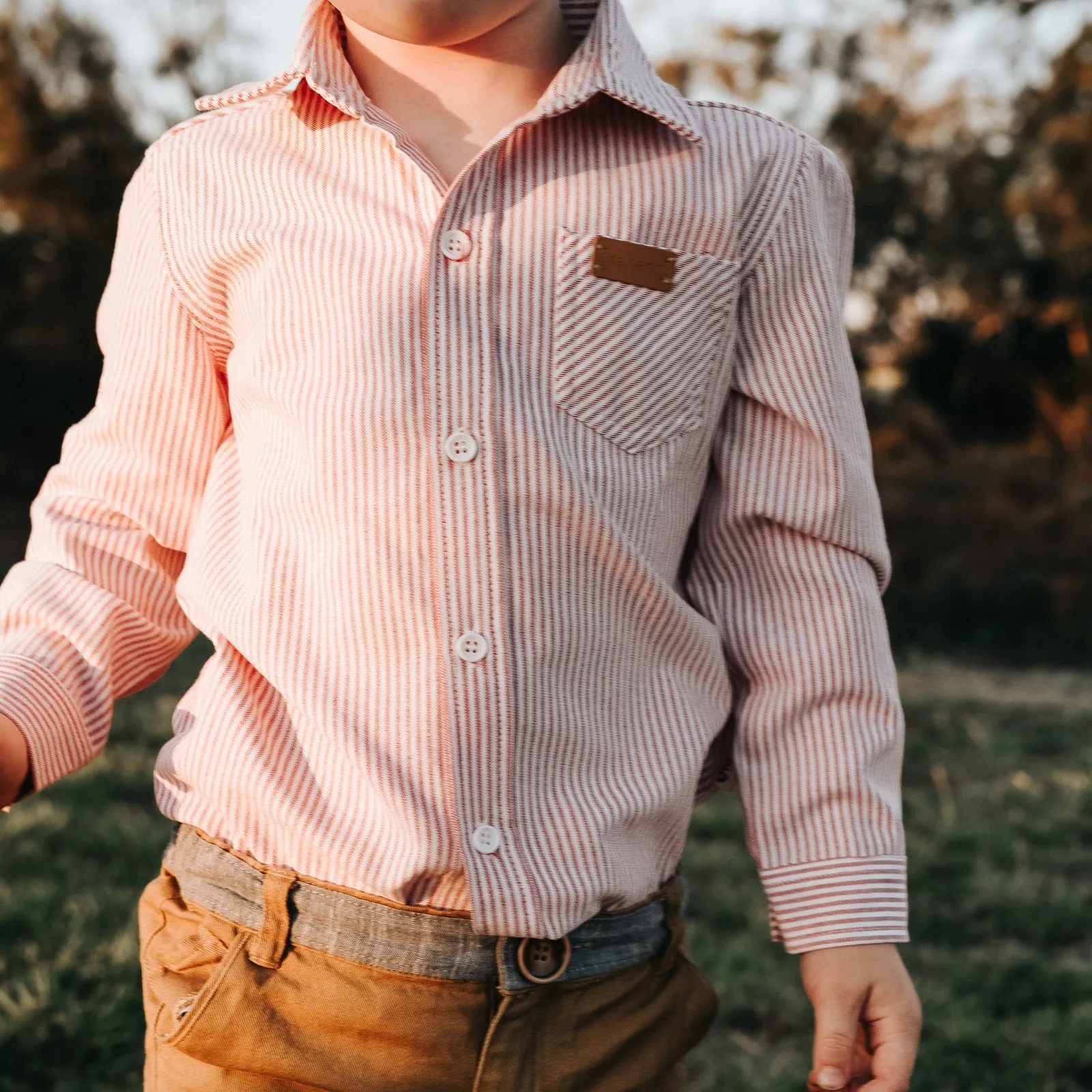 Boys Dress Shirt - Red Pinstripe