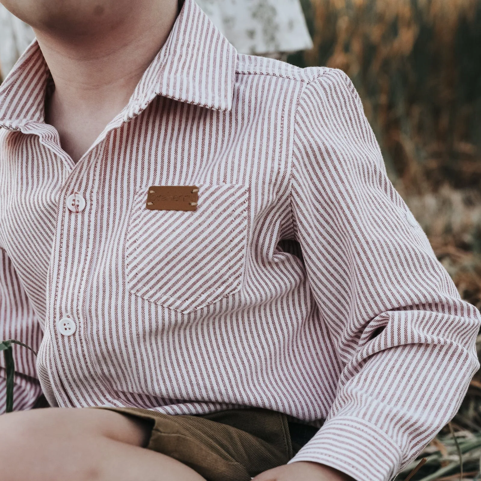 Boys Dress Shirt - Red Pinstripe