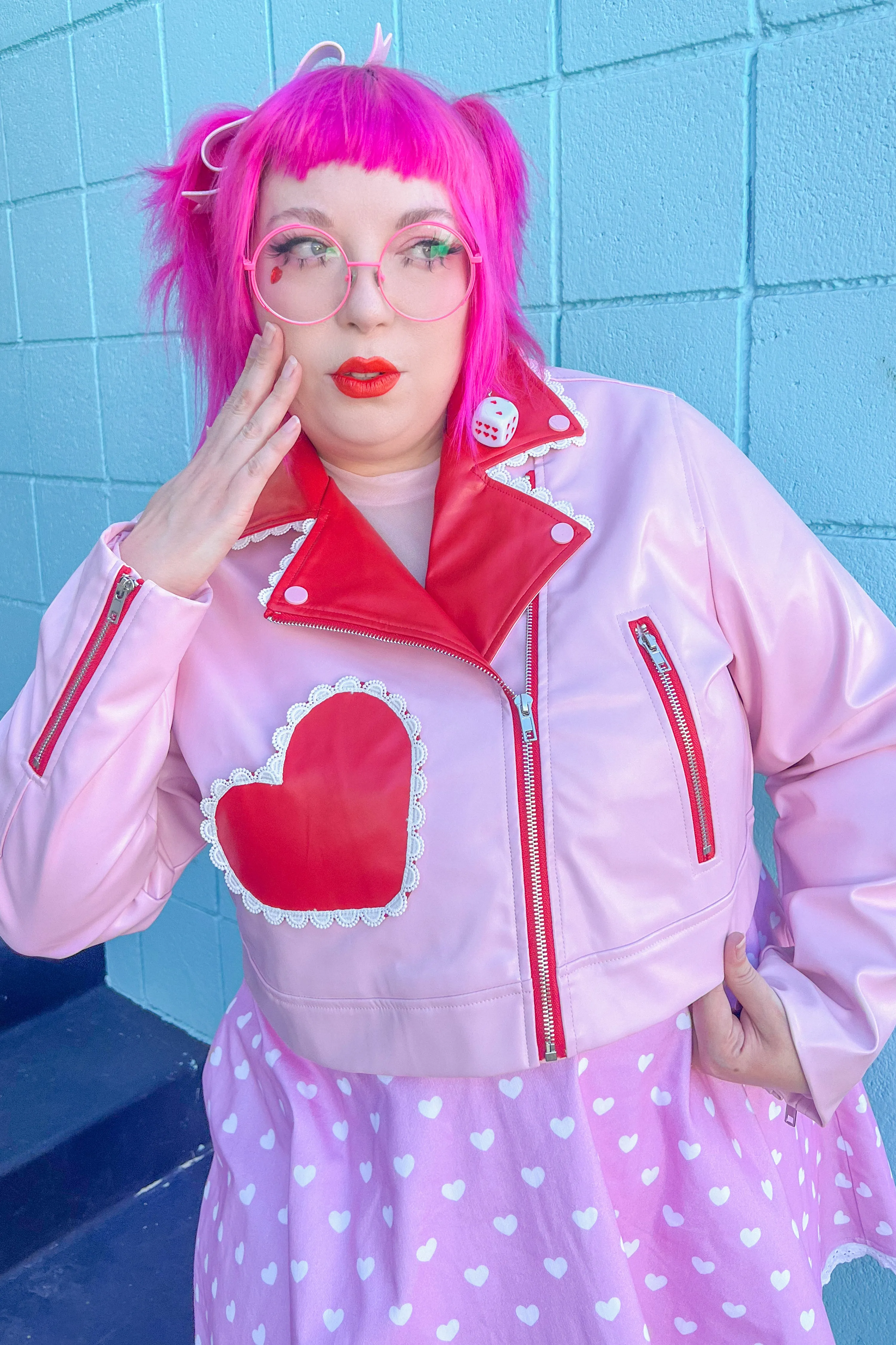 Candy Cruiser Cropped Moto Jacket - Red