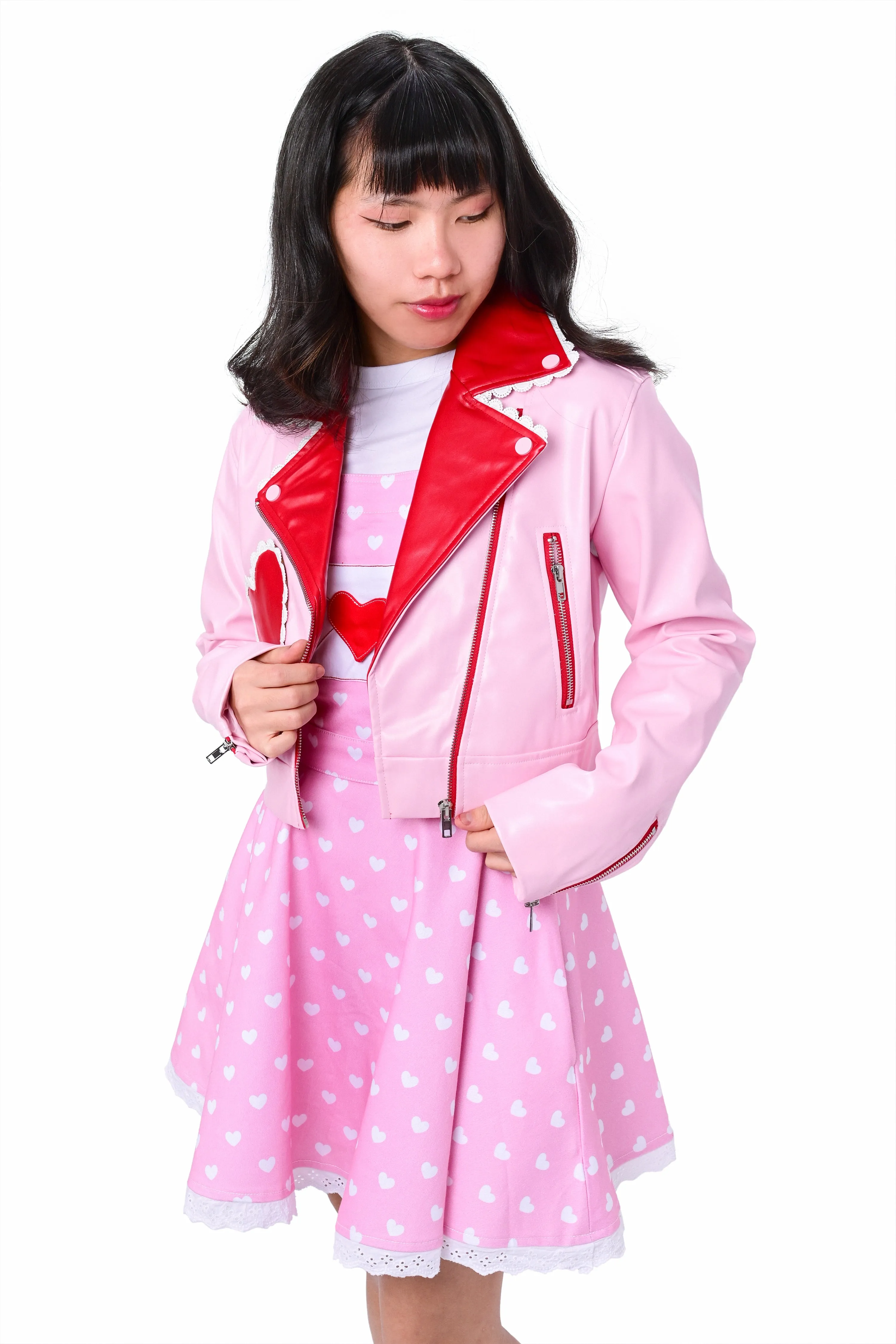 Candy Cruiser Cropped Moto Jacket - Red