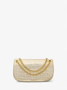 Christie Mini Metallic Crocodile Embossed Leather Envelope Bag