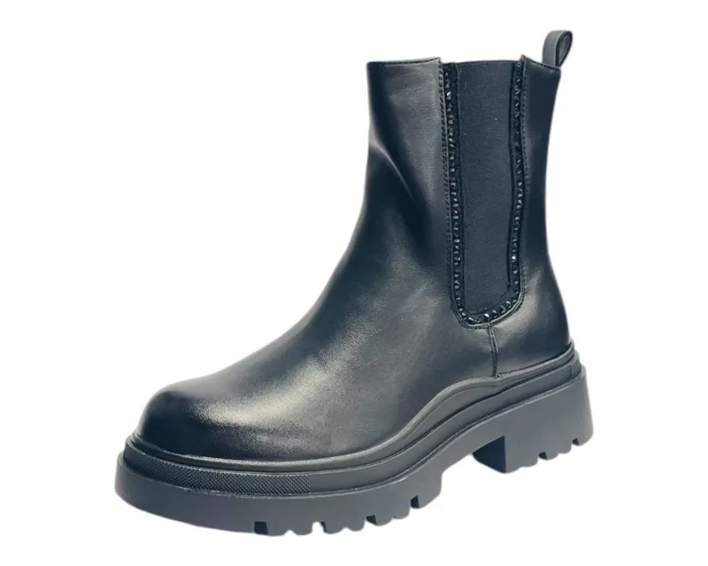 Chunky Sole Rhinestone Chelsea Boots