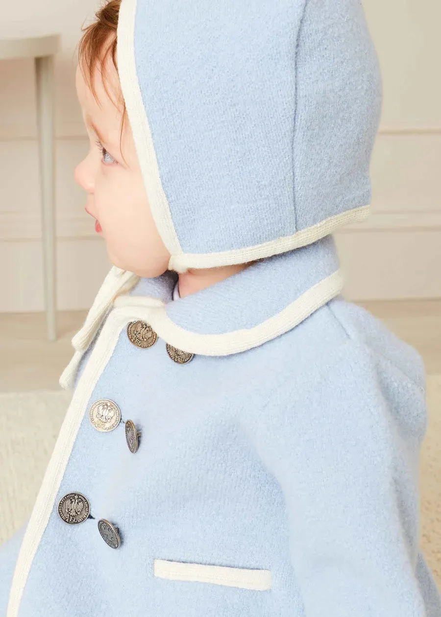 Classic Austrian Contrast Trim Wool Bonnet in Baby Blue (S-L)
