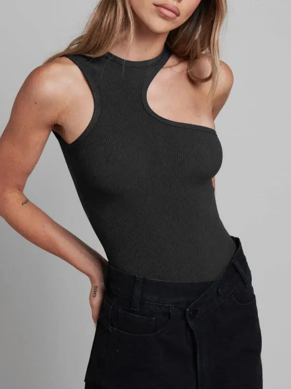 Essential Ribbed One Shoulder Bodysuit