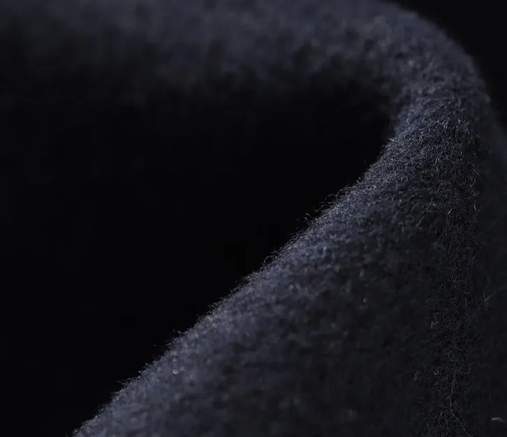 Fall Autumn Lapel Neck Navy Blue Three-Dimensional Double-breasted Wool Coat -Mel