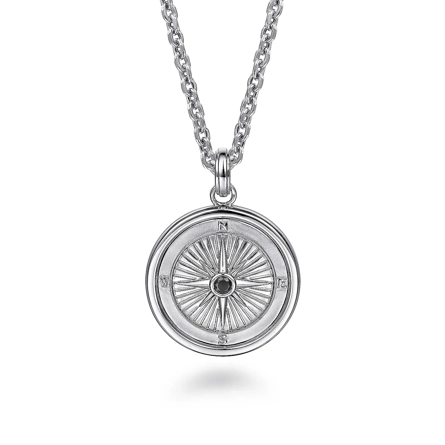 Gabriel & Co. 925 Sterling Silver Compass Pendant with Black Spinel