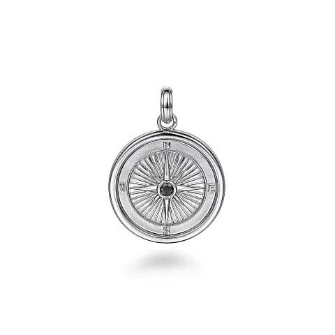 Gabriel & Co. 925 Sterling Silver Compass Pendant with Black Spinel