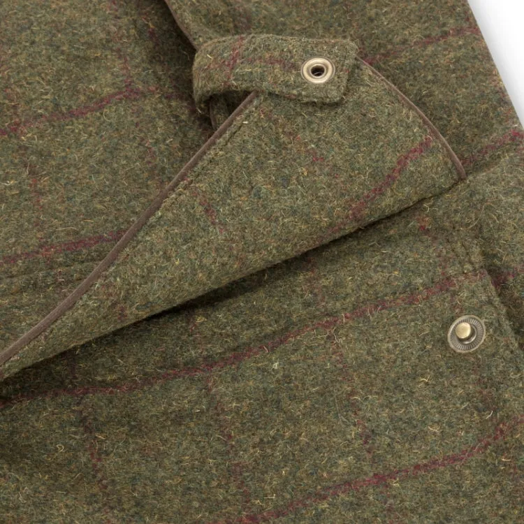 Hoggs Of Fife Tummel Tweed Field Coat - Olive/Wine