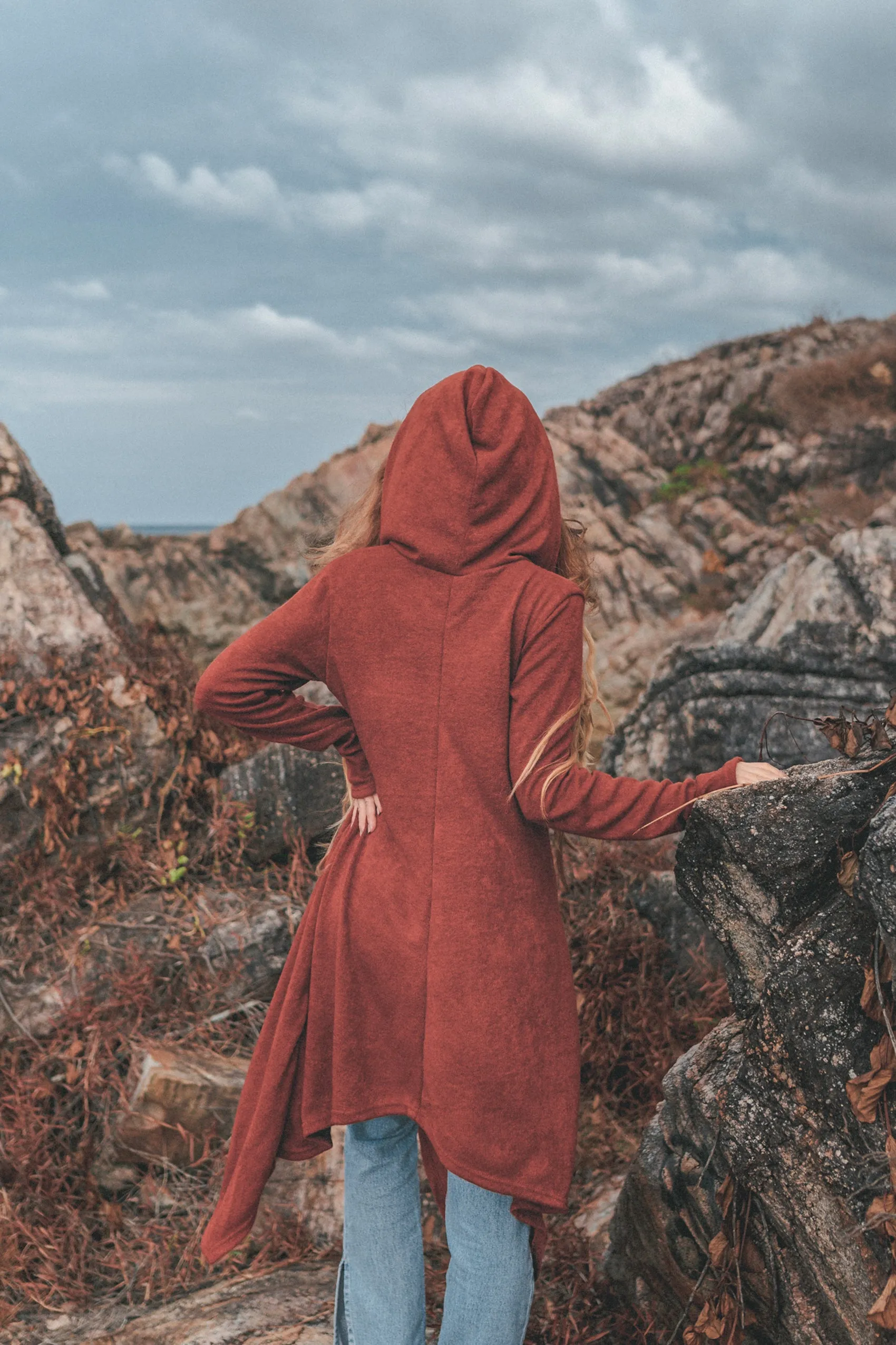 Hooded Cardigan Kala Acana Brick