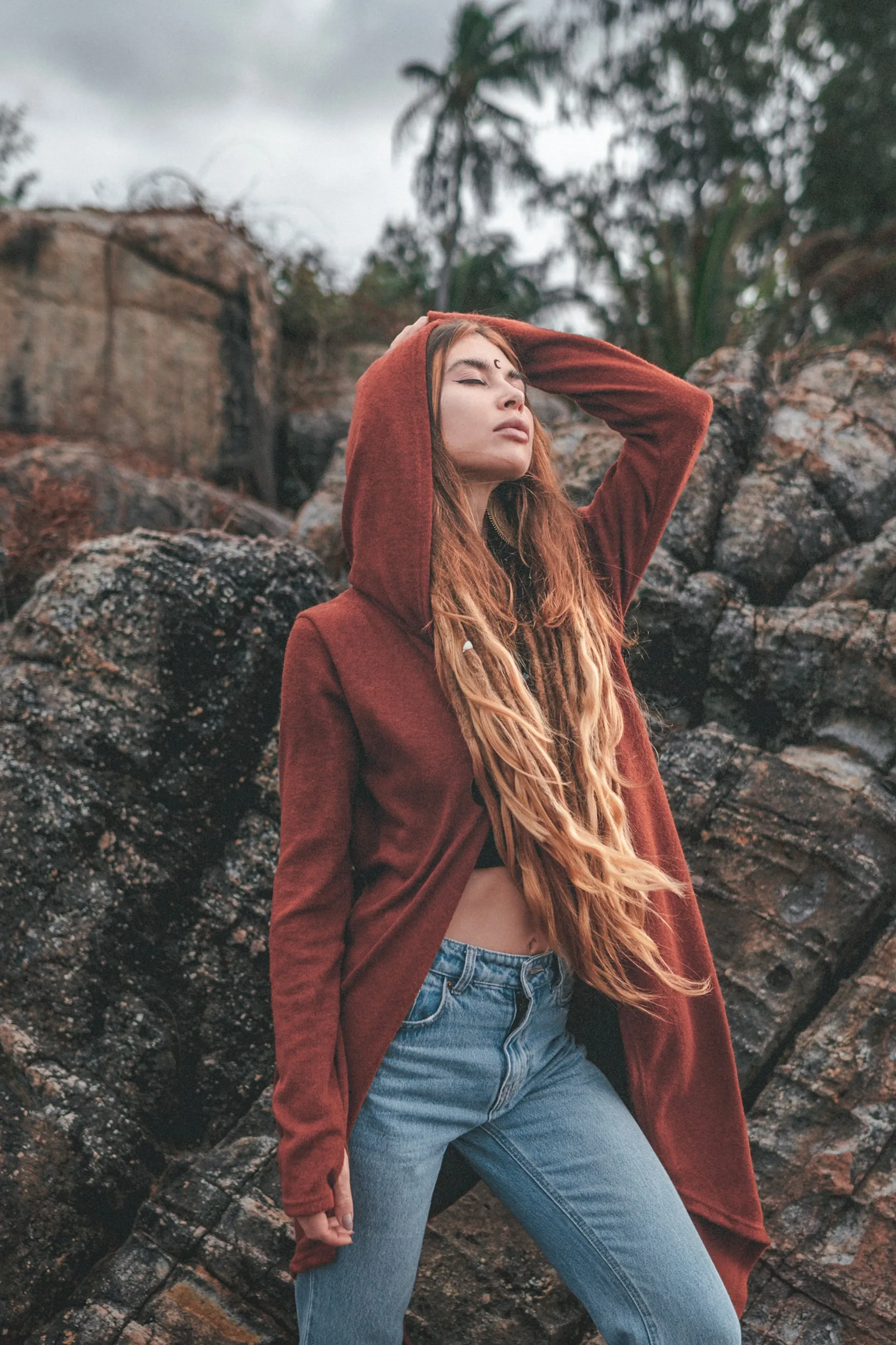 Hooded Cardigan Kala Acana Brick