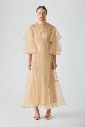 HUSN ORGANZA MAXI DRESS - SAFFRON