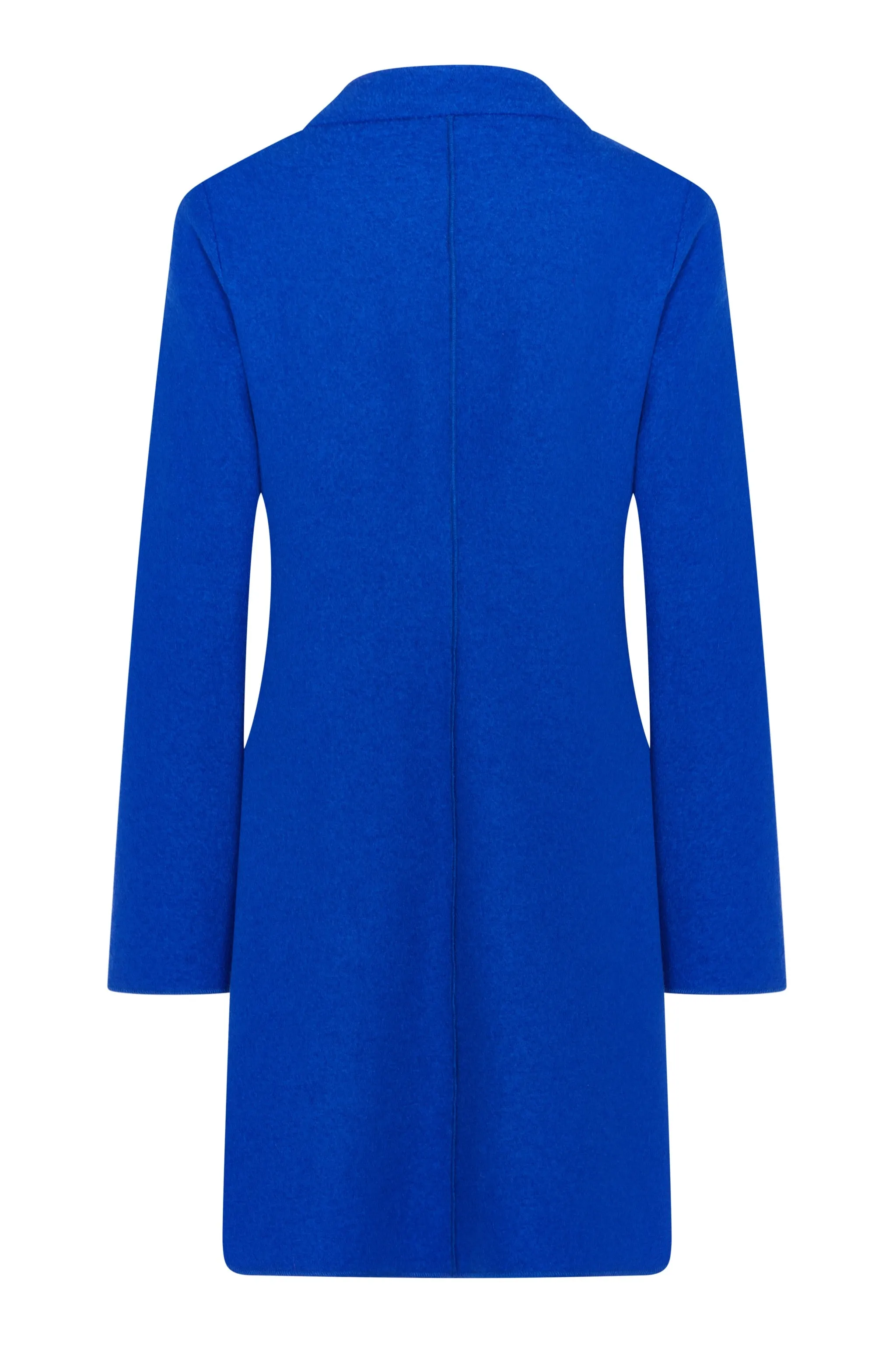 JACKIE O. Flattering Loose Unlined Royal Blue Boiled Wool Coat