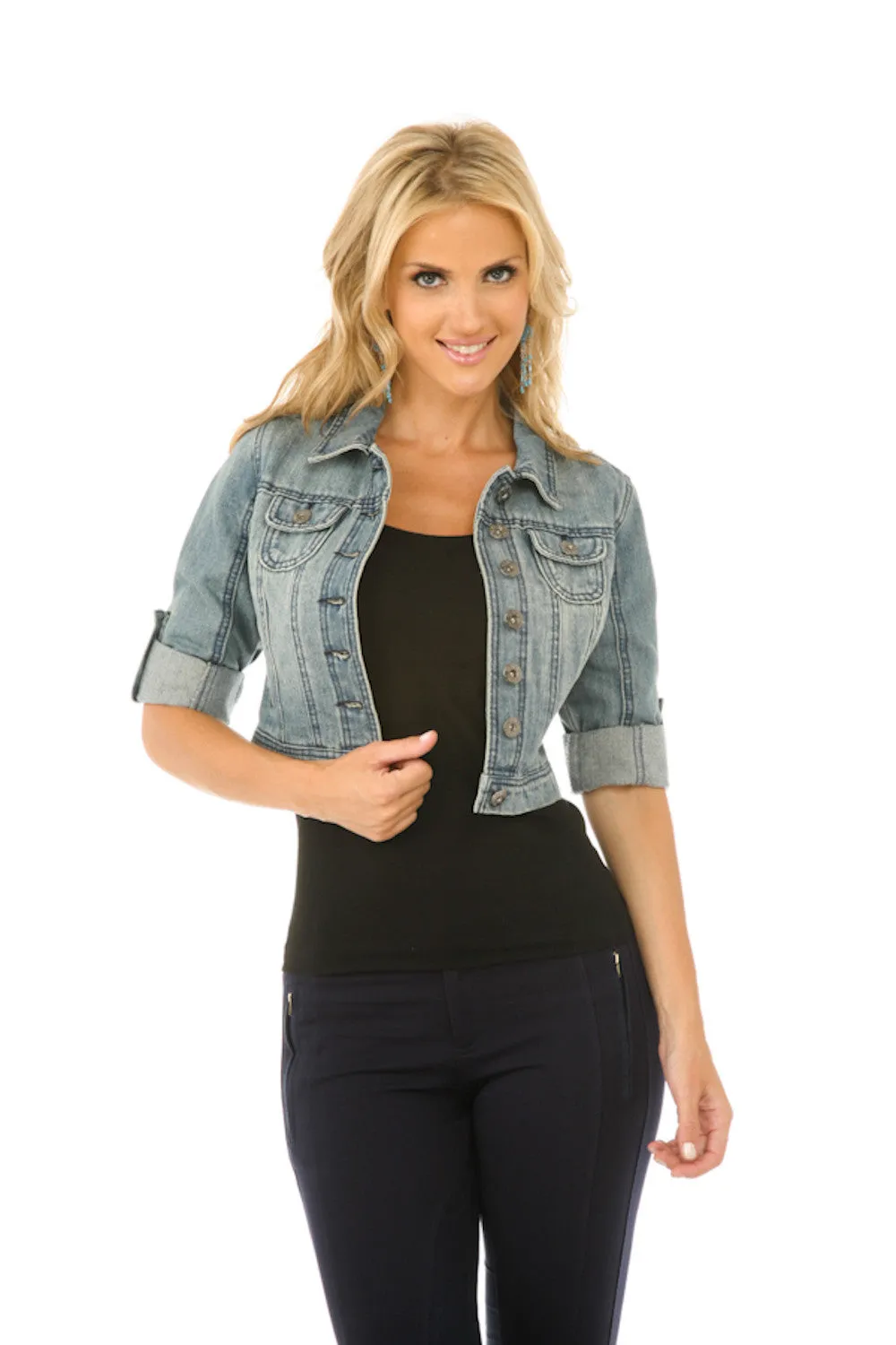 JK9109 Cropped Denim Jacket